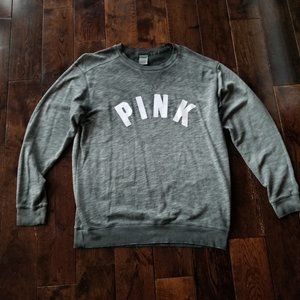 PINK Victoria's Secret Washed Out Charcoal Grey/Black Lightweight Sweatshirt